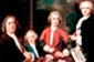 Johan Sebastian Bach con sus hijos Gottfried Heinrich, Carl Philipp Enmanuel y Wilhelm Friedemann (?) de artista desconocido.