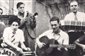 La primera orquesta, 1938.Boris Vian (a la trompeta), sus hermanos Alain (a la batería) y Lelio (a la guitarra). A su lado, François Missoffe, futuro ministro, en el jardín de Ville-d’Avray en 1938.