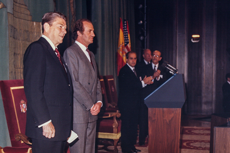 Ronald Reagan y el rey Juan Carlos (1985)