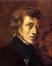 Imagen que muestra el retrato de Fryderyk Chopin, realizado por Delacroix.