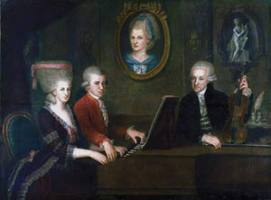Retrato de la familia Mozart, por Johann Nepomuk de la Croce