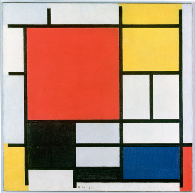 'Composición en rojo, amarillo, azul y negro' por Mondrian, 1921