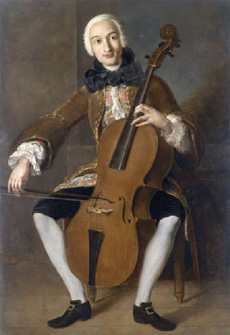 Retrato Boccherini tocando el violonchelo