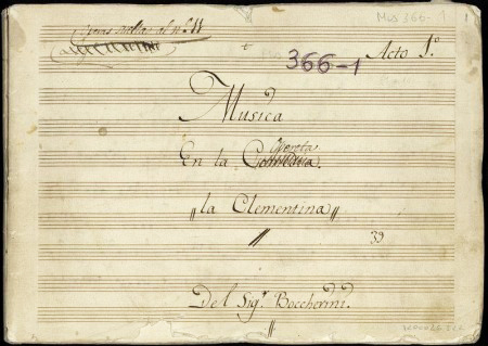 Parte de apuntar de "La Clementina", 1799. Madrid, Biblioteca Histórica Municipal, BHM Mus 366-1.