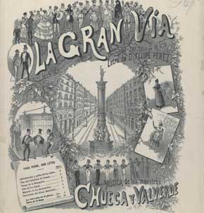 Portada de una reducción para piano de La Gran Vía, estrenada en 1886.