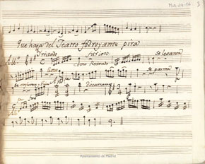 Partichela original del primer violín del melólogo paródico El poeta escribiendo un melólogo